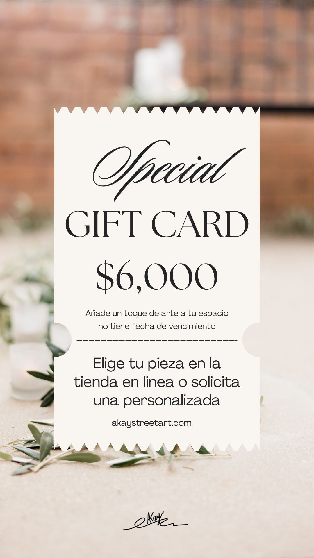 gift card con valor de $6,000